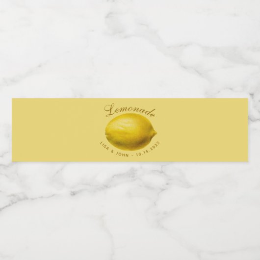 Lemonade Yellow Lemon Arched Script Weddenschap Waterfles Etiket (Enkel label)