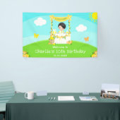 Lemonade zwart haar jongen verjaardag welkom spandoek (Beurs)