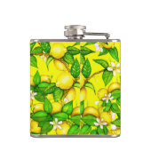 Lemonafdruk op gele kolf heupfles (Achterkant)