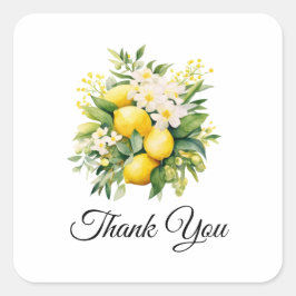 Lemonboeket met witte bloesems Bedankt Vierkante Sticker