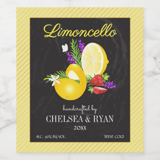 Lemoncello Chalkboard Kijk Wedding Wijn Etiket (Enkel label)