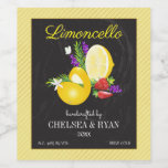 Lemoncello Chalkboard Kijk Wedding Wijn Etiket<br><div class="desc">Een bouquet van Lemon en Aardbei met een spriet van Rosemary en Lavender.</div>