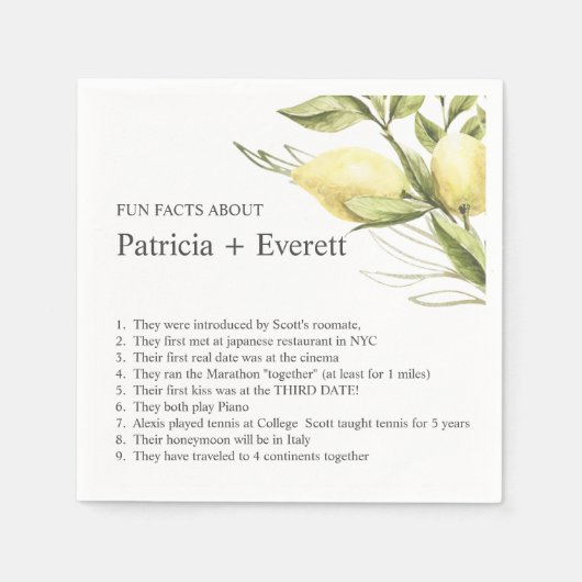 Lemond en verlaat FUN FACT WEDDING Servet (Voorkant)