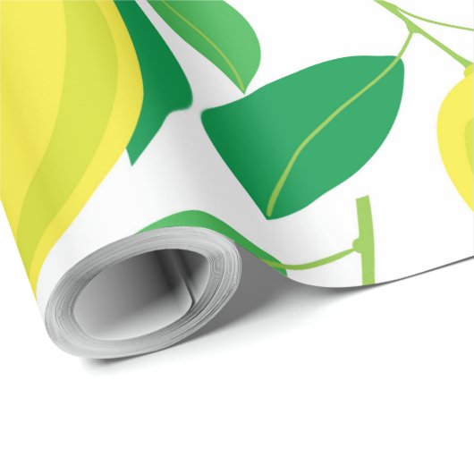 Lemonen en bladeren cadeaupapier (Rol Hoek)
