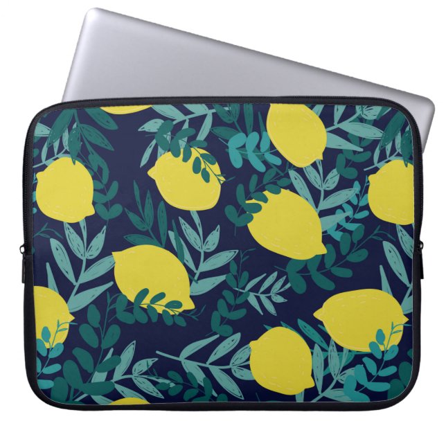 Lemonen en bladeren laptop sleeve (Voorkant)