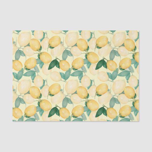 Lemonen en Greenery Citrus Yellow Tissuepapier (Voorkant)