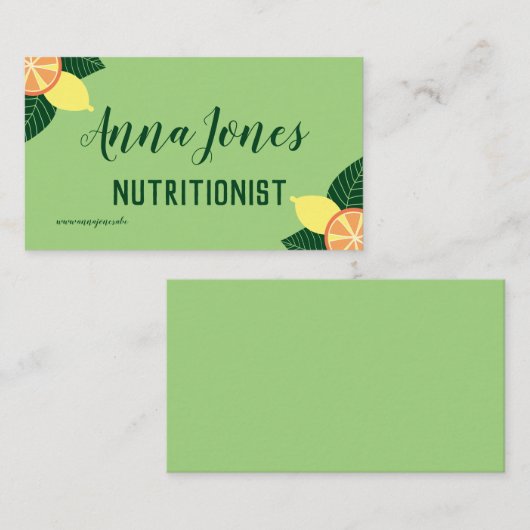 Lemonen en sinaasappels Nutritionist Visitekaartje (Voorkant / Achterkant)