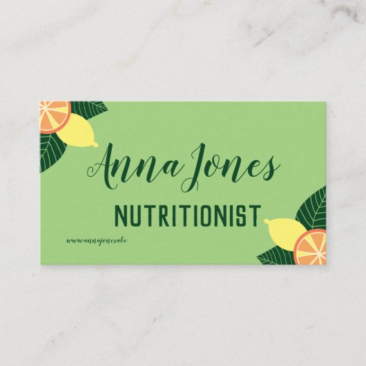 Lemonen en sinaasappels Nutritionist Visitekaartje (Voorkant)