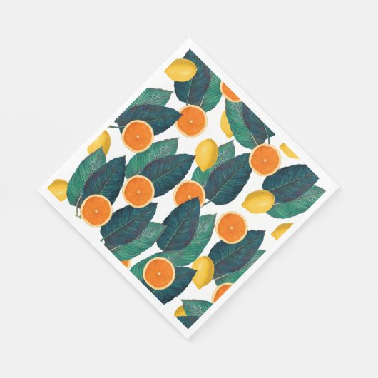 Lemonen en Sinaasappels wit Servetten (Hoek)