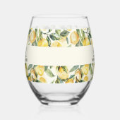 Lemonen monogram initiaal naam wijnglas zonder voet (Links)