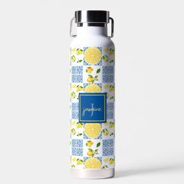Lemonen Monogram Naam Frans Land Tegelpatroon Waterfles