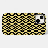 Lemongeel en zwart diamantpatroon Case-Mate iPhone case (Achterkant (horizontaal))