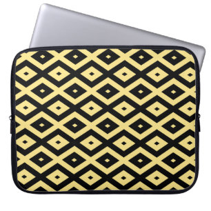 Lemongeel en zwart diamantpatroon laptop sleeve