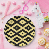 Lemongeel en zwart diamantpatroon papieren bordje (Feest)