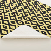 Lemongeel en zwart diamantpatroon sherpa deken (3/4)