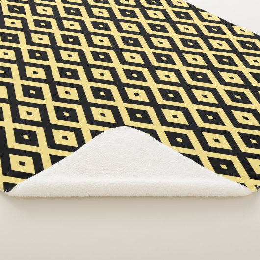 Lemongeel en zwart diamantpatroon sherpa deken (3/4)