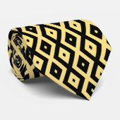Lemongeel en zwart diamantpatroon stropdas (Opgerold)