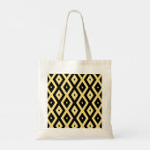 Lemongeel en zwart diamantpatroon tote bag (Achterkant)