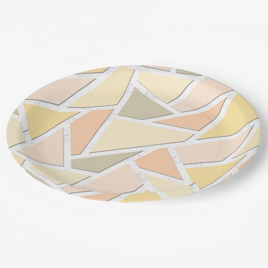 Lemongeel mozaïekpatroon papieren bordje (Gekanteld)