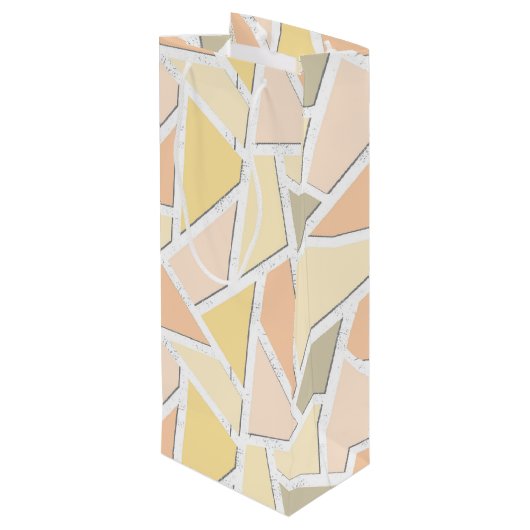 Lemongeel mozaïekpatroon wijn cadeautas (Achterkant Gekanteld)