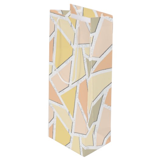 Lemongeel mozaïekpatroon wijn cadeautas (Voorkant Gekanteld)