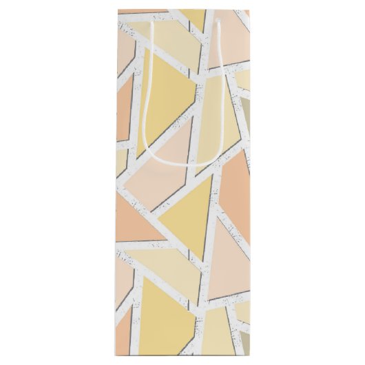 Lemongeel mozaïekpatroon wijn cadeautas (Voorkant)