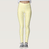 Lemongele en witte snoepjes strepen leggings (Voorkant)