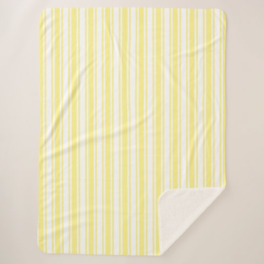 Lemongele en witte snoepjes strepen sherpa deken (Voorkant)
