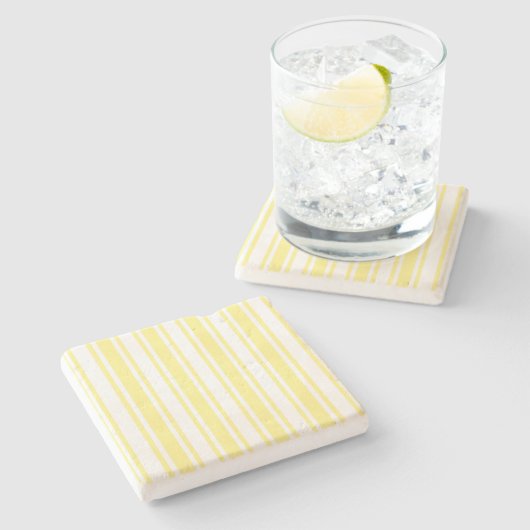 Lemongele en witte snoepjes strepen stenen onderzetter (Zijkant)