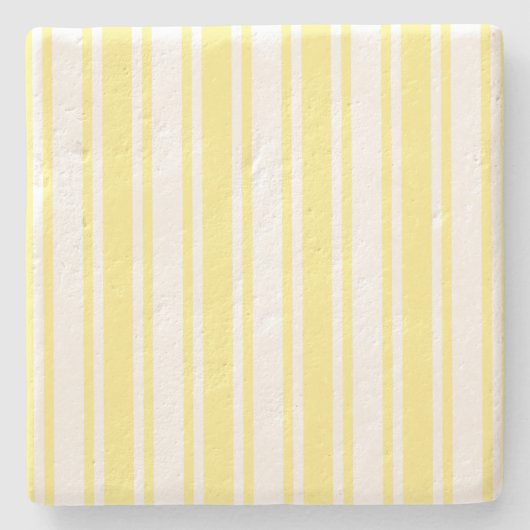 Lemongele en witte snoepjes strepen stenen onderzetter (Voorkant)