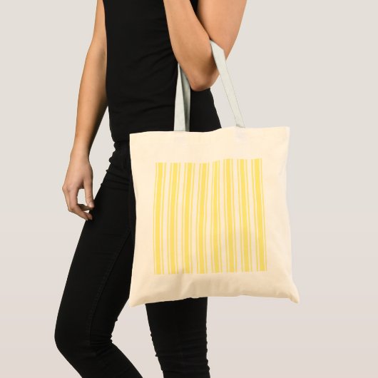 Lemongele en witte snoepjes strepen tote bag (Voorkant (product))