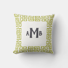 Lemongrass Chinoiserie Grieks Key Border Monogram Kussen