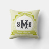 Lemongrass Green Reverse Griekse Key Bow Monogram Kussen (Achterkant)