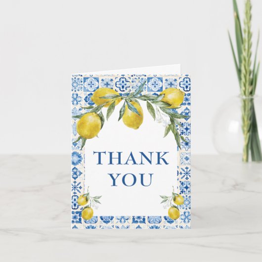 LemonMediterranean Blue Tegel Bedankt Kaarten (Voorkant)