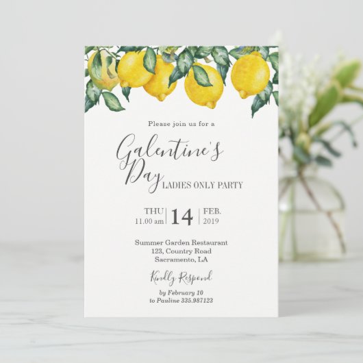 Lemonpartij Galentine's Day Lemons Kaart (Staand voorkant)