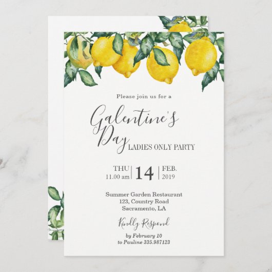 Lemonpartij Galentine's Day Lemons Kaart (Voorkant / Achterkant)