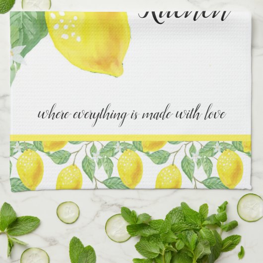 Lemonpatroon personaliseren theedoek (Gevouwen)