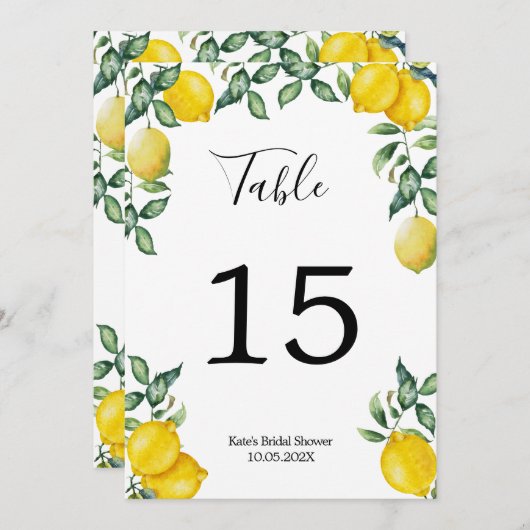 Lemons Aangepast tabelnummer Kaart (Voorkant / Achterkant)