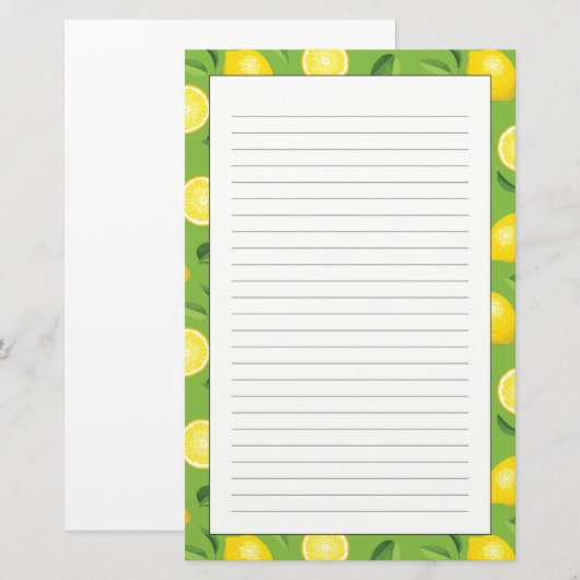 Lemons Achtergrondpatroon Briefpapier (Voorkant / Achterkant)