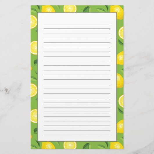 Lemons Achtergrondpatroon Briefpapier (Voorkant)