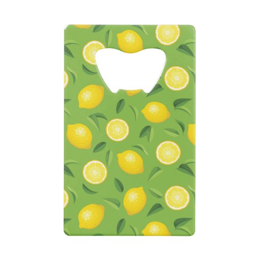 Lemons Achtergrondpatroon Creditkaart Flessenopener (Voorkant)