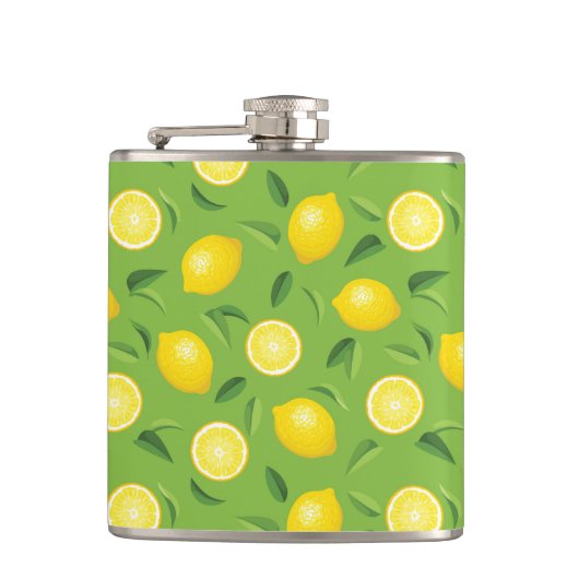 Lemons Achtergrondpatroon Heupfles (Voorkant)