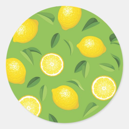 Lemons Achtergrondpatroon Ronde Sticker (Voorkant)
