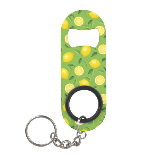 Lemons Achtergrondpatroon Sleutelhanger Flessenopener (Voorkant)