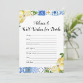 Lemons Advies en Well Wishes voor de Bruid Game Kaart (Staand voorkant)