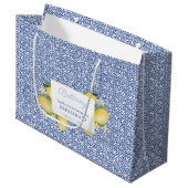 Lemons Amalfi Blue Tegels Weddenschap Bedankt Groot Cadeauzakje (Voorkant Gekanteld)