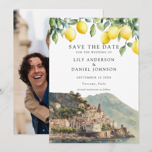 Lemons Amalfi Coast Italy Photo Wedding Save The Date (Voorkant / Achterkant)
