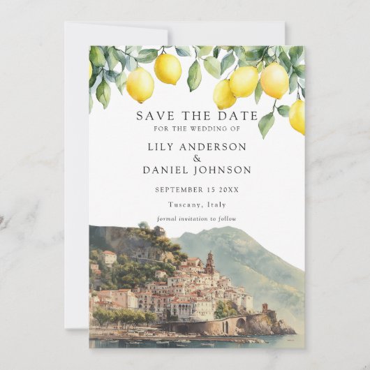Lemons Amalfi Coast Italy Wedding Save The Date (Voorkant)