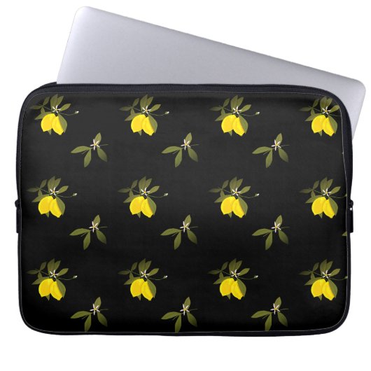 Lemons and flowers laptop sleeve (Voorkant)