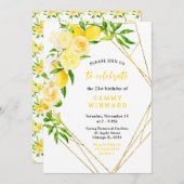 Lemons and Flowers with Foliage Birthday Kaart (Voorkant / Achterkant)